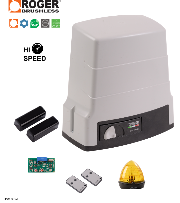 Automatizare poarta culisanta RAPIDA de 600kg Roger Technology BH30 - BRUSHLESS